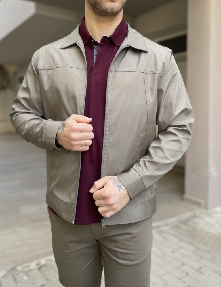 Dynamo Ανδρικό ανοιχτό λαδί ελαφρύ Jacket με γιακά D1920